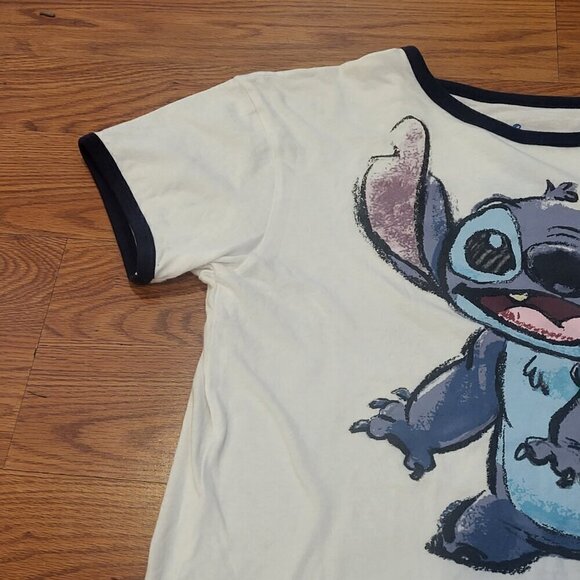 DISNEY LILO & STITCH Youth XL Size 14/16 White Shirt Spray Paint Graphic - Picture 2 of 9